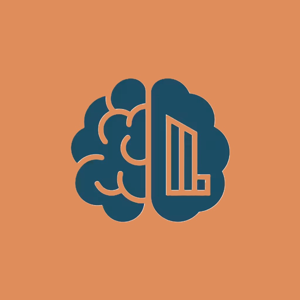 It's a logo that's half brain and half building.